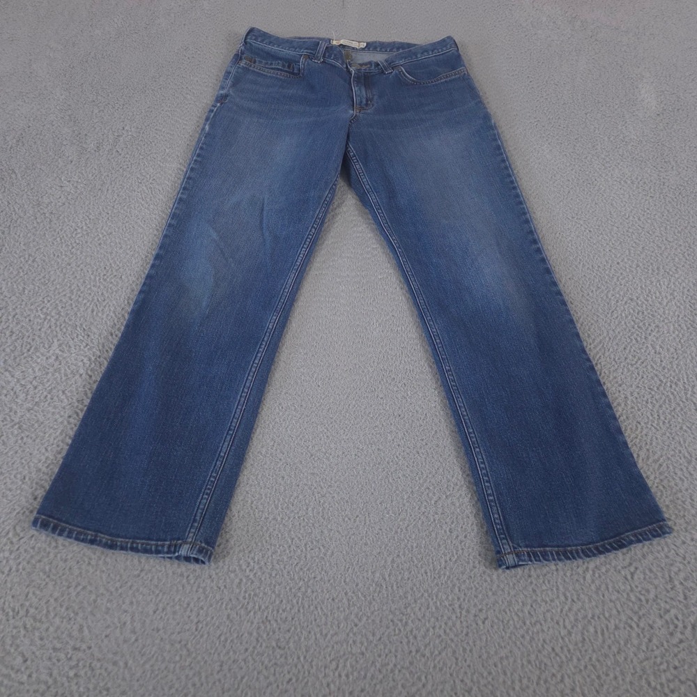 Carhartt Jeans Women 8 Short Blue Blaine Straight Leg Cotton Blend Stretch Denim